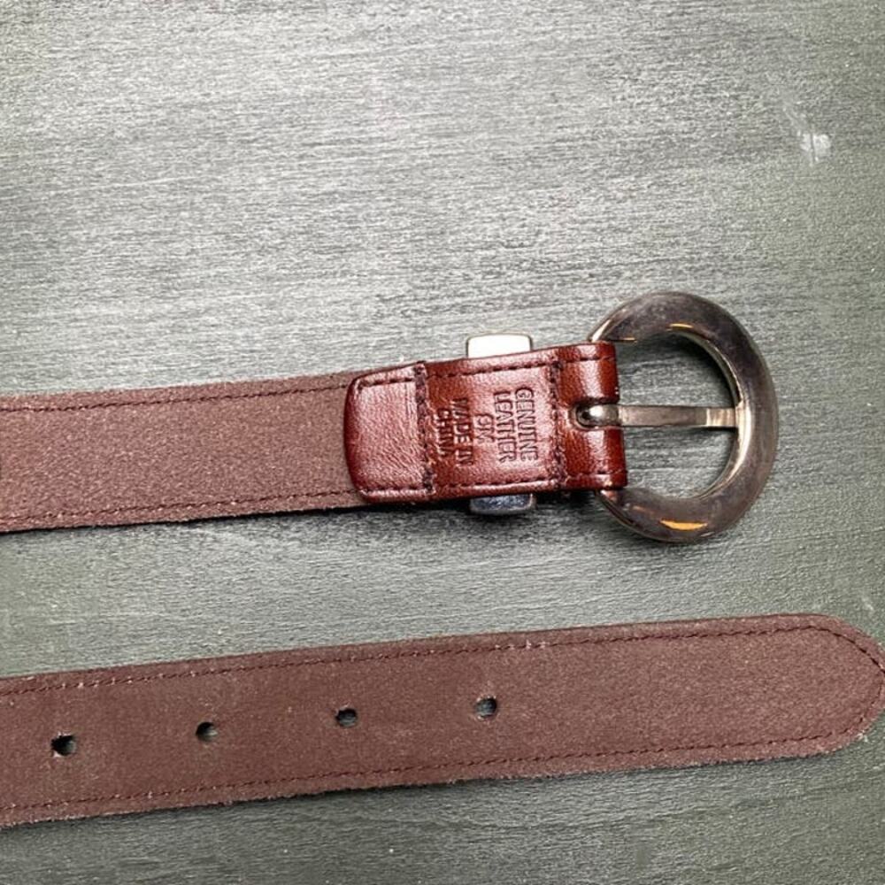 Leather Belt Silver Link Braid - Picture 5 of 6